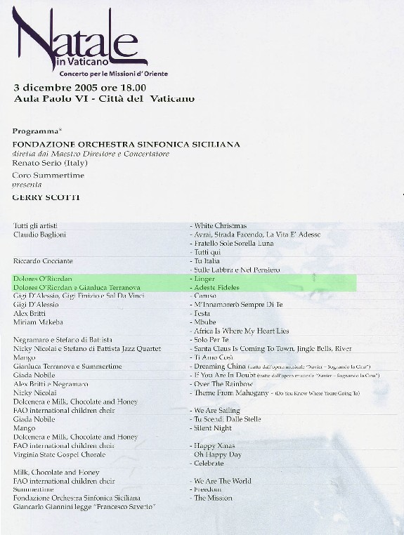 13 Concerto Di Natale In Vaticano 2005 12 03 Cranberries World 13 concerto di natale in vaticano 2005 12 03 cranberries world