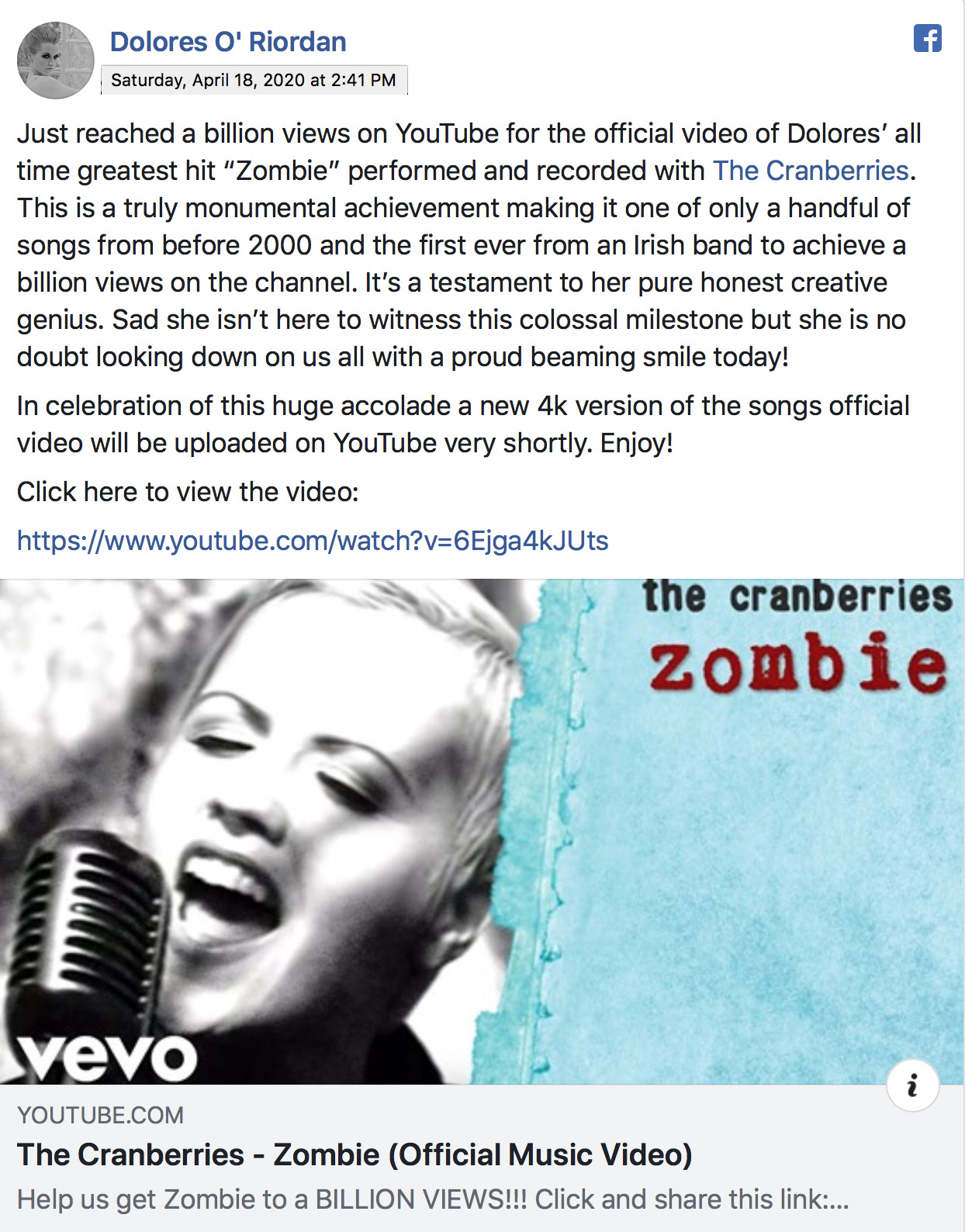 The Cranberries - Zombie (Official Music Video) 