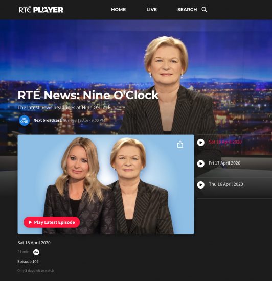 rte player the sunday game live